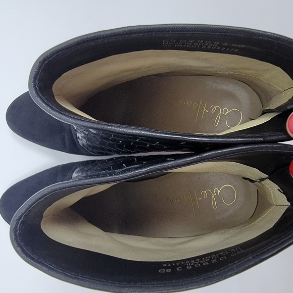 Cole Haan Women's Black Leather Suede Woven Ane Boots Booties Basket Weave 8B. - Picture 11 of 12